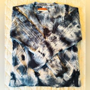 Anthropologie Pilcro Joni Cable-Knit Sweater Blue Motif tie-dye 🪢 Size M, NWOT